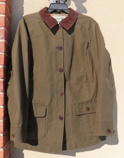 LL Bean Vintage Barn Coat Chore Flannel Lined Jacket Corduroy Collar Women's M