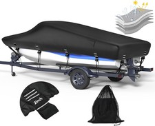 5-ply 1200D Boat Cover with Storage Bag, Widened Straps for Trailering