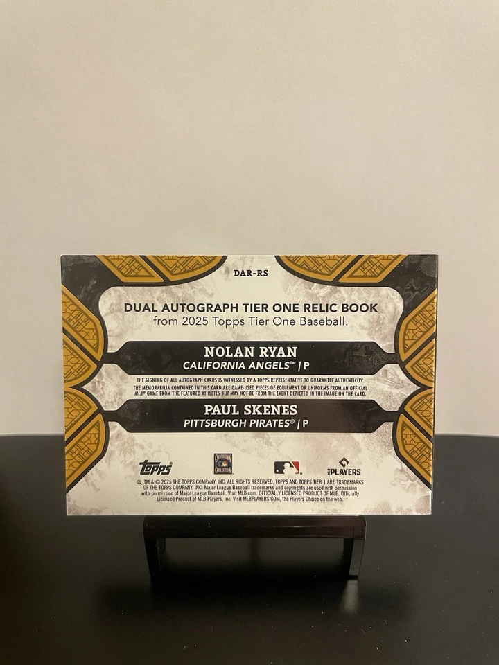 2025 Topps Tier One/Paul Skenes/Nolan Ryan/Dual Auto/Relic Ref.  Booklet🔥3/5  - Image 3 of 3