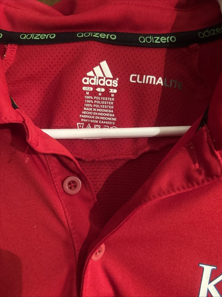Men’s Red Adidas University Of Kansas KU Jayhawks Golf Polo Medium - Image 2 of 4