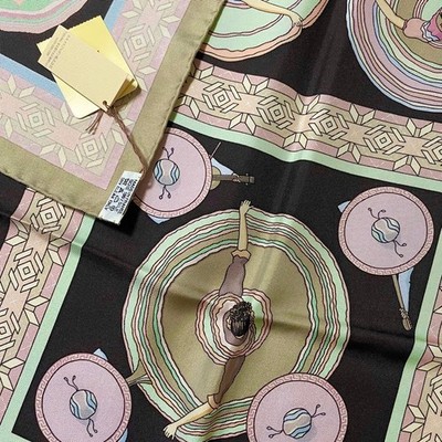 Hermes Scarf Belles du Mexique 90 cm Silk black Carre Mexico dance