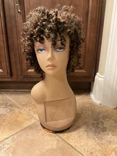 Mannequin Head Human Hair Natural Curly Training Turning Base