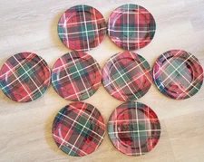 Tommy Bahama Christmas Tartan Plaid 11” Melamine Dinner Plates Set of  8 - NWOT