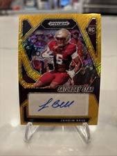 2024 Prizm Draft Picks Jaheim Bell Saturday Stars Gold Shimmer Auto /15 Pats