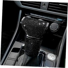 Auto Gear Shift Knob Cover Bling Car Knob Gear Stick Protector PU Leather Black