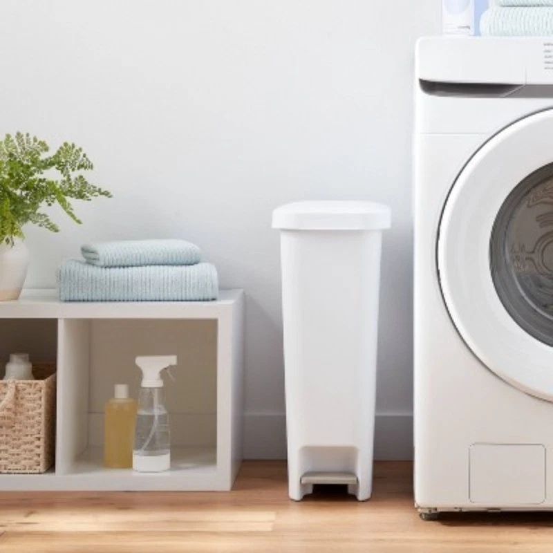 Brightroom 11gal Slim Step Trash Can, White Pedal-Operated, Textured - Image 2 of 4