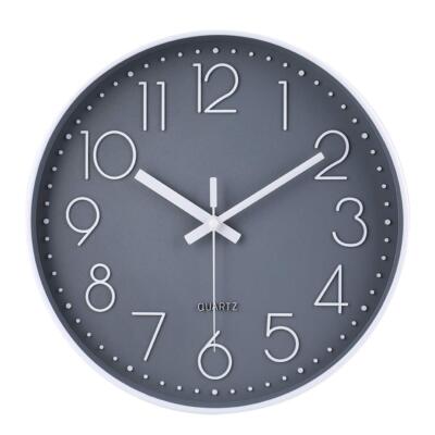 Wall Clock 12 Inch Non-Ticking Silent Battery Operated Round Wall Clock Moder...