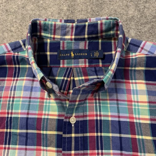 Ralph Lauren Shirt Mens L Multicolor Plaid Flesh Pony Short Sleeve - Picture 3 of 16