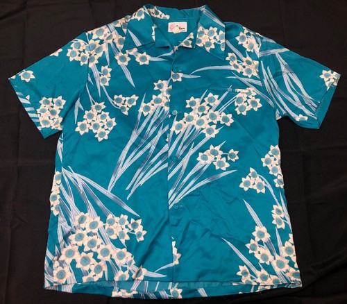 Vintage Sidan Hawaii Blue with White 