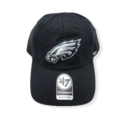 '47 Philadelphia Eagles Clean Up Black Adjustable Strap Hat Dad Cap - Picture 1 of 6