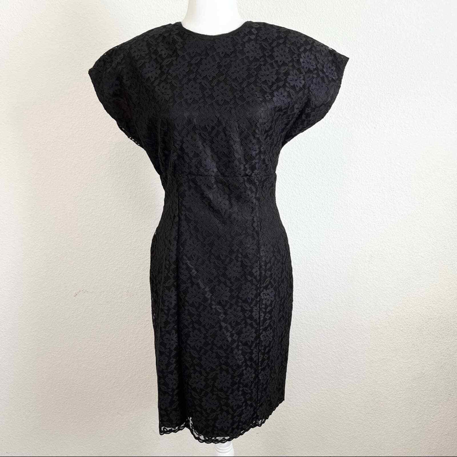 Gunne Sax by Jessica McClintock Vintage Black Lace 1980s Glam Dress Women’s 9