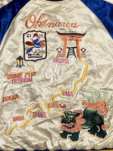 Okinawa Sukajan Souvenir Reversible Embroidery Jacket M Military Bruno Mars - Picture 6 of 15