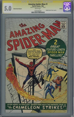 Amazing Spider-Man #1 (Marvel) Golden Record Reprint CGC 5.0 SS Stan Lee Sig GRR