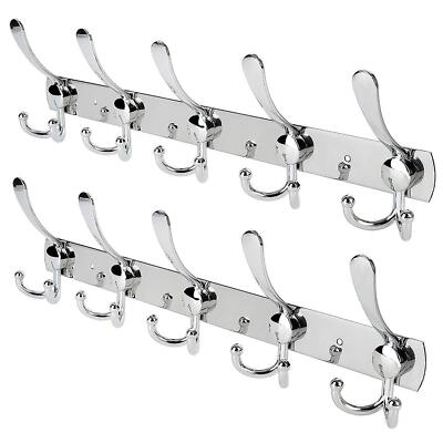 Wall Mount Coat Hook 2 Pack 15 Hooks Stainless Steel Coat Hangers Rack Robe Hat 