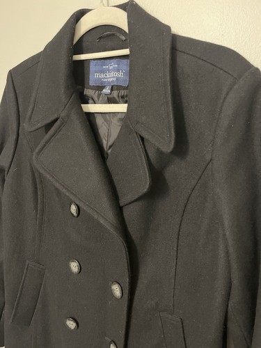 Mackintosh of New England Womens Wool Blend Coat Size L Black Peacoat EUC - Picture 10 of 11
