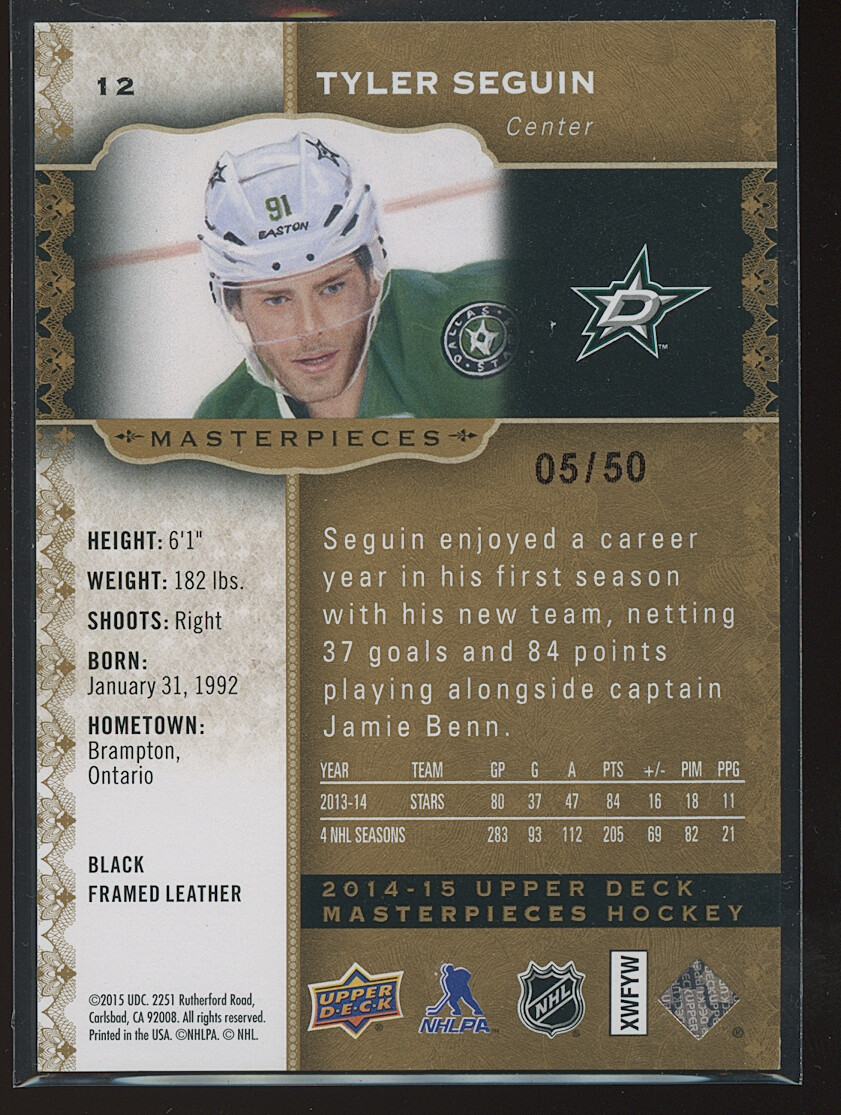 FILA Tyler Seguin 2014 15 capolavori ponte superiore incorniciato nero 5 50