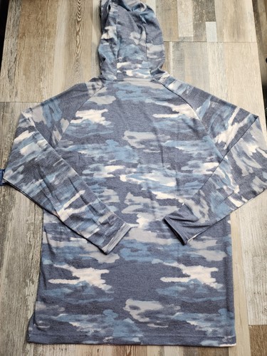 NEW Mens Huk Waypoint Edisto Hoodie Blue Camo Tech Pullover Size SMALL - Picture 2 of 10