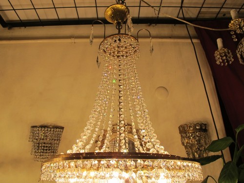 Antique Crystal Chandelier, French Real Swarovski Elegant Lamp, Light 1960*s - Picture 8 of 14