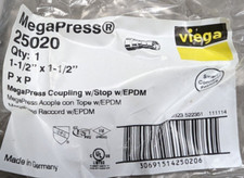 VIEGA MEGAPRESS 25020 1-1/2" x 1-1/2" Coupling With Stop