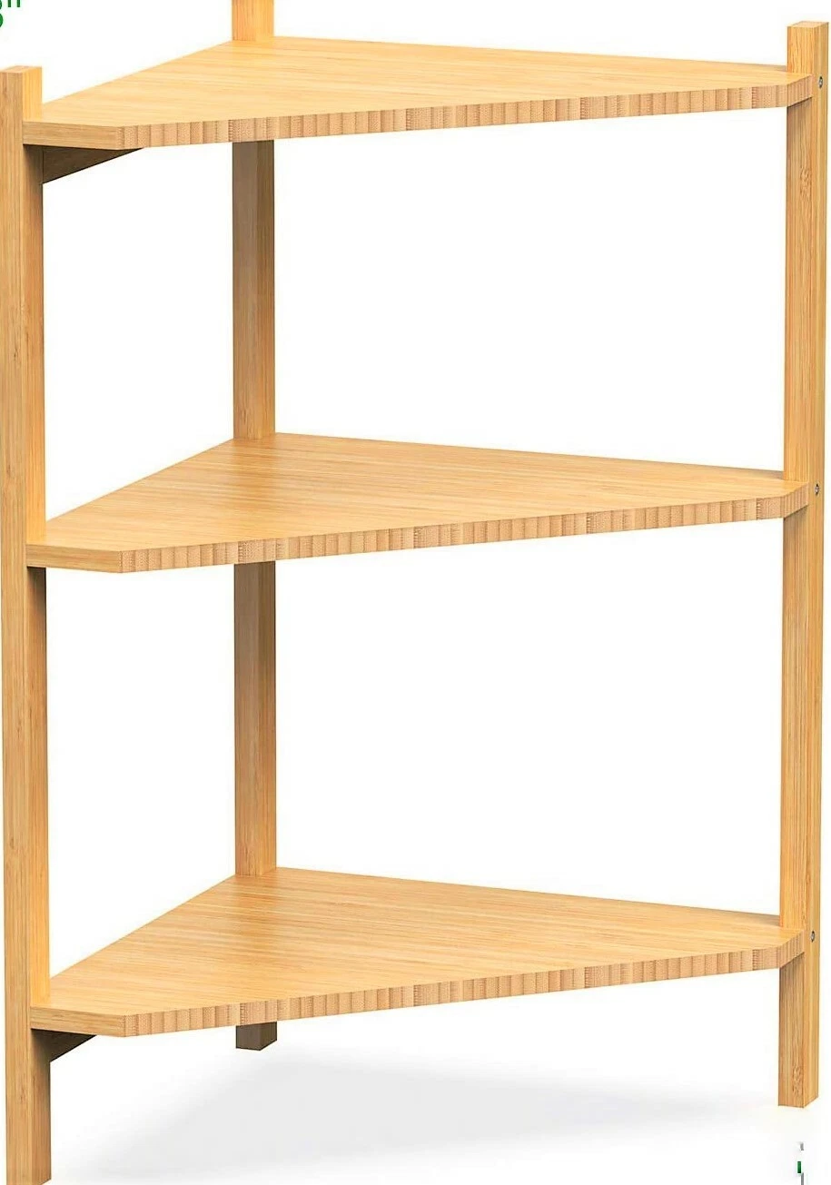 3-Tier Bamboo Corner Shelf Organizer Storage Rack Stand Space Saving Bathroom