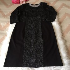 Women’s Simontonsays UK Medium Dress Black And Silver Print Panel Stretch