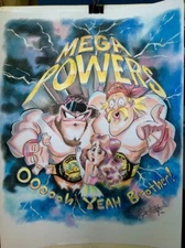 Hulk Hogan & the Macho Man caricature. Conté, smudge protected 20x26