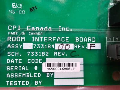 CPI Canada Inc. Room Interface Board PN: 733184-00