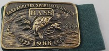 1988 Bass Anglers Sportsman Society Brass Belt Buckle USA made Great American
