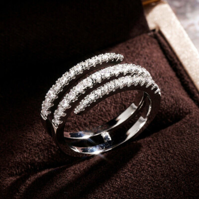 Three Row Half Eternity Wrap Wedding Band Diamond Ring