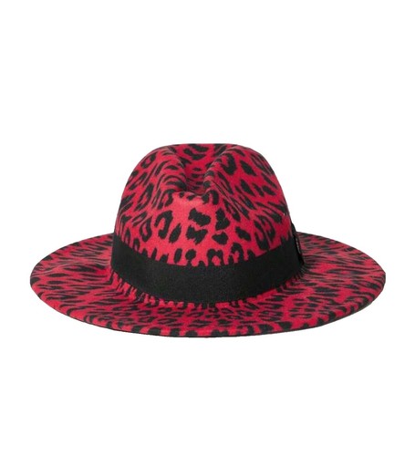 Bollman Hat Company Boogie 1970s Style Fedora Hat Large Red Leopard Feather‎ NWT Heritage Collection 1970s Boogie Wool Felt Fedora Hat  main image 4
