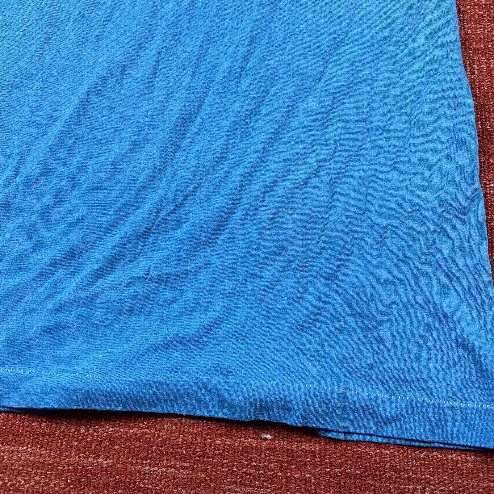 Vtg Blue Paper Thin Distressed Plain Blank T Shir… - image 8