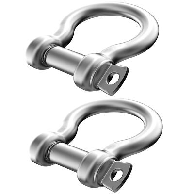 2 Pcs 3/8 Inch 304 Stainless Steel D Ring Shackles 10 Mm Screw Pin Anchor Shackl