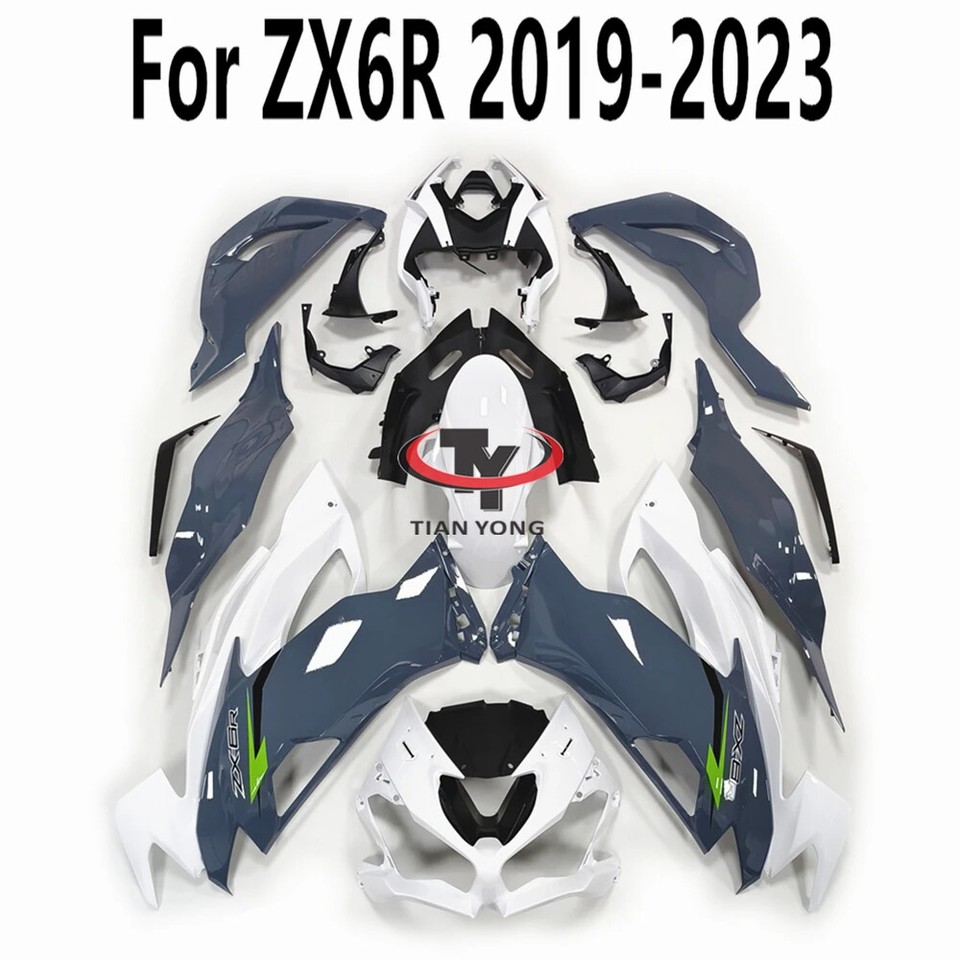 Gray White Fit For Kawasaki Ninja ZX6R 20192023 636 Injection Mold ABS