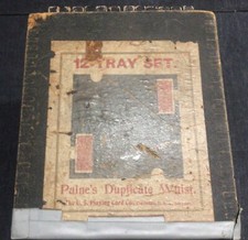 Antique 12 Tray Set Paine  s Duplicate Whist U.S. Playing Card Co. in Wooden Box