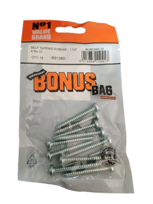 Pan Head selbstschneidende Schrauben 11 2'''' x Nr. 10 - 12er-Pack Kreuzschlitzkopf