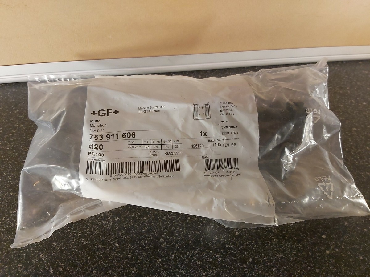 Georg Fischer Electro fusion Fitting 63mm Straight Coupler MPN 753 