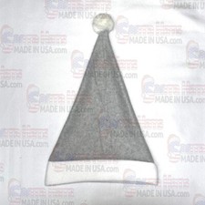 100% MADE IN USA Fleece Light Gray Santa Hat NOT FELT