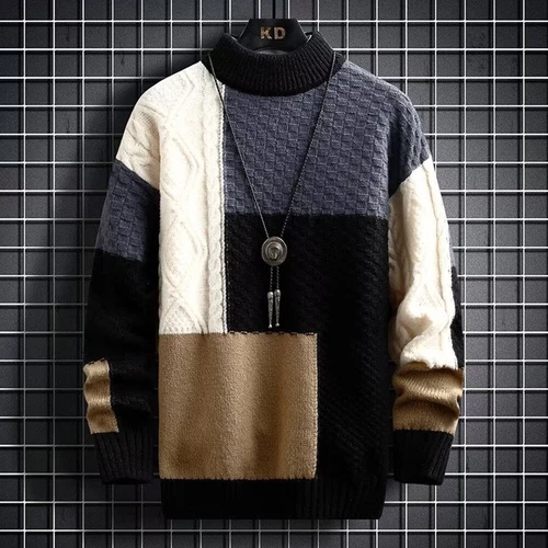 Mens Knitted Tops Long Sleeve Casual Pullover Warm Jumper Crew Neck Sweaters - Imagen 7 de 13