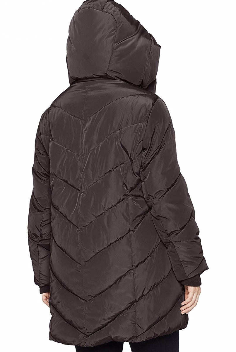 Steve Madden Women's Water Resistant Charcoal Quilted Mid-Length