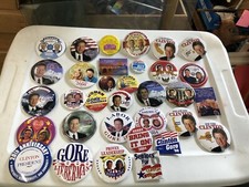 30 Campaign Political Buttons Clinton Gore Obama Biden Photo Pins NM