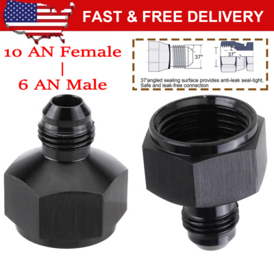 2X Universal 10 AN Female - 6 AN Male Flare Fitting Reducer Adapter 10AN to 6AN