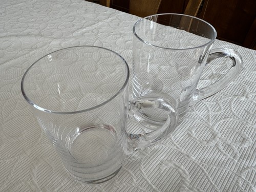 Authentic TIFFANY & CO Signed Lead Crystal Beer Mugs Set of 2, 20oz - Picture 2 of 7