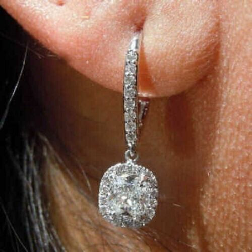 3Ct Lab-Created Diamond Dangle Earrings in 14K White Gold