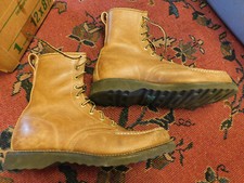 Vtg Herman Shoes and Boots Mens Leather sz 8 E Made in USA Lace up STURDY Retro