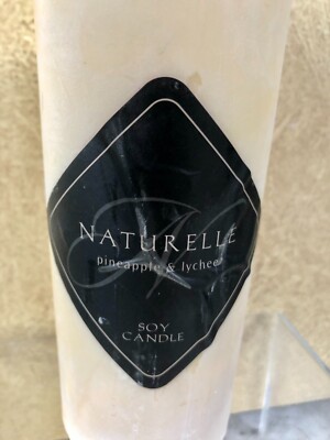 Naturelle Pineapple & Lychee Soy Candle New NWT 3' X 6'' Pillar retired scent