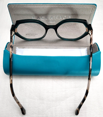 FACE A FACE Green and Silver Optical Eyeglasses with Case FACE A FACE Eyeglasses Frames LUCKY 1 911 Green Silver Cat  main image 3