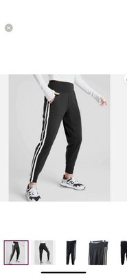 Athleta Venice Side Stripe Joggers Women s M Black Lounge Athletic