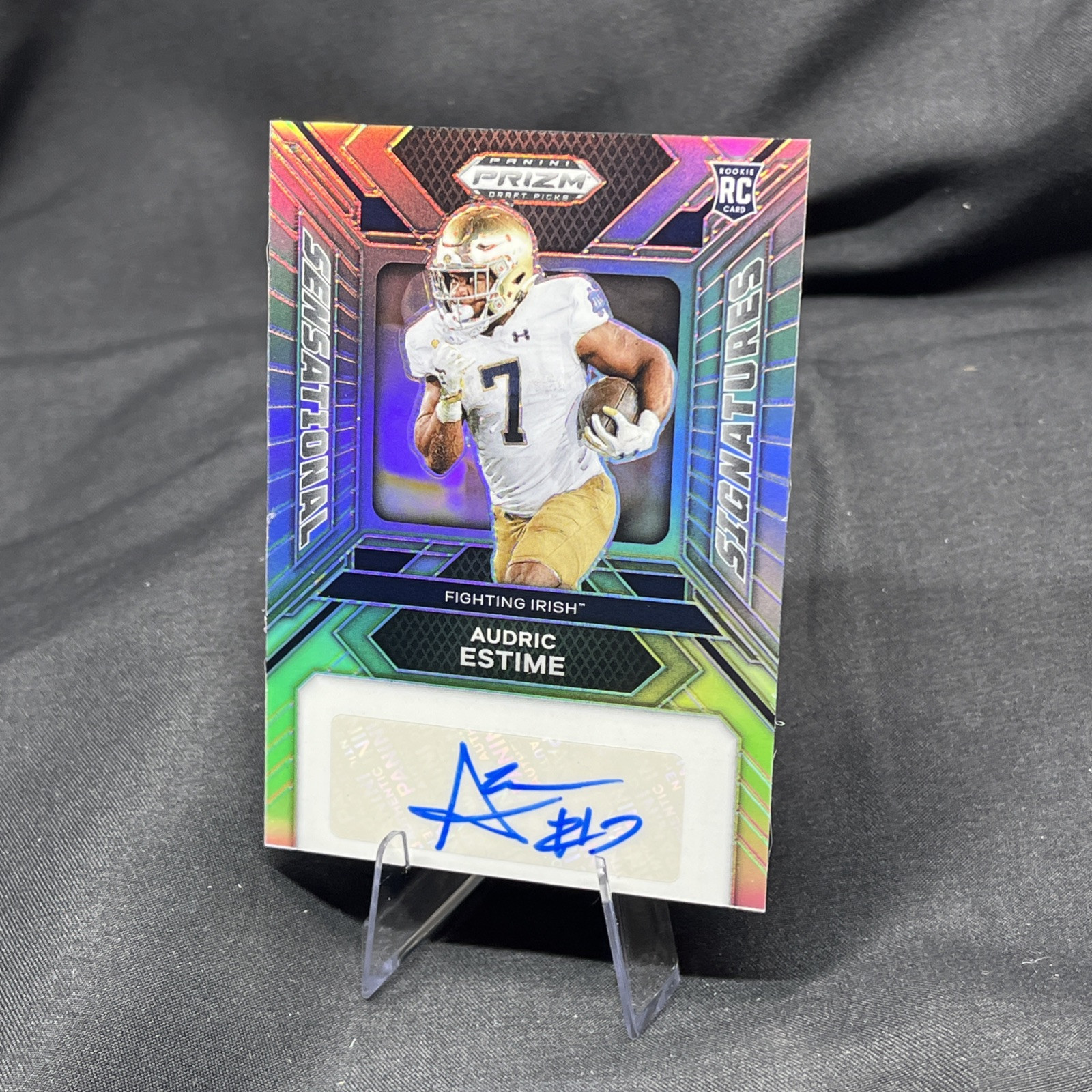 Audric Estime Panini Prizm Draft Picks Sensational Signatures #SSAEE Silver