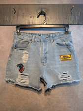 Angel Kiss High-rise cut off distressed patched denim shorts 11