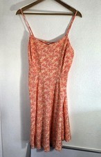 Old Navy Women's Orange Floral Spaghetti Strap Halter Sun Dress Size Large